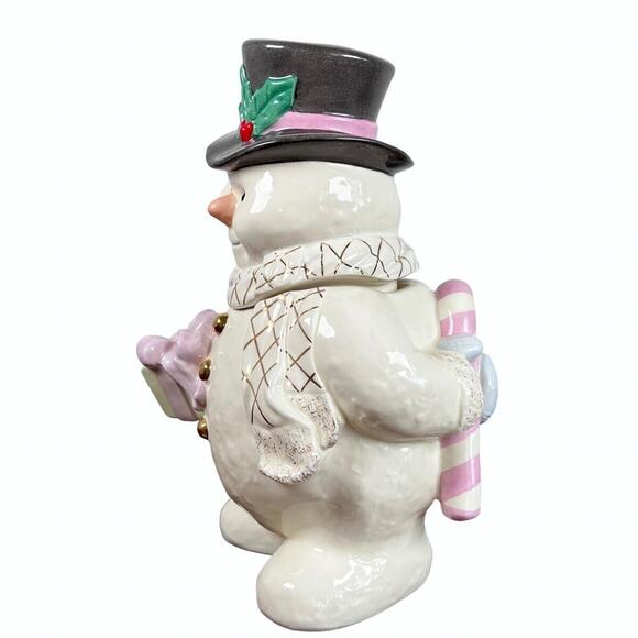 Lenox The Snowman 12" Porcelain Cookie Jar With Lid 24K Trim Family Fun Vtg 2000 - Picture 2 of 16